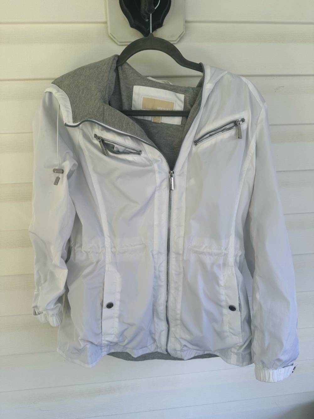 Michael Kors White Hooded Utility Anorak Jacket